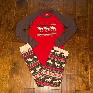 NWT Lazy One Red and Black Moose Pajama Set - 12